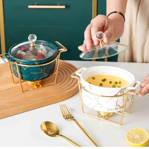 XMWOEIX Chafing Dish-Buffet-Set – Chafing Dish aus Keramik mit Marmor-Imitat-Finish – Chafing Dish und Buffetwärmer-Set für Buffet-Hochzeiten, Partys, Bankette, Catering-Events, Schwarz, 0,4 Quart – Bild 6