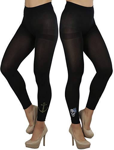 Image of ToBeInStyle Women's Opaque Ankle Long Nylon Footless Fun Tights Pantyhose