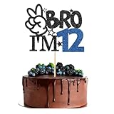 Bro I'm 12 Tortendeko Glitzer Happy 12th Geburtstag Kuchen Deko Bro I'm 12 auf 12 Jahre Geburtstag Party Kuchen Dekoration für Prost auf 12 Jahre Kinder Geeignet für Geburtstagsfeiern Jubiläum