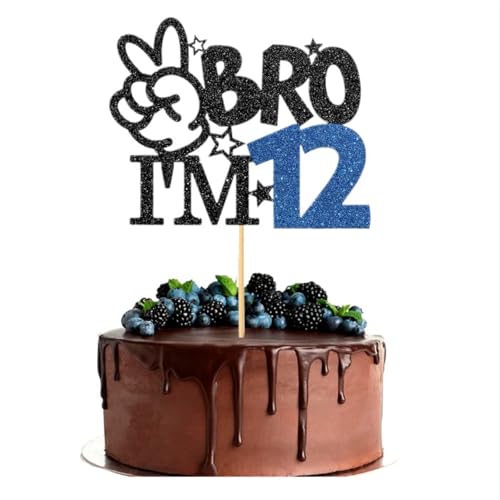 Bro I'm 12 decoración de Pastel Decoraciones de 12 años para niñas y niños Accesorios de decoración para Fiesta de 12º cumpleaños para niños Adecuado para fiestas de cumpleaños, aniversarios
