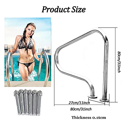 Barandal para piscina inoxidable 31 x 31 pulgadas miniatura 3