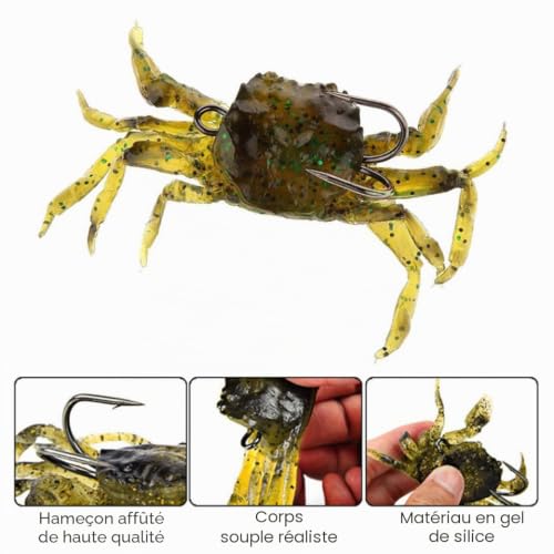 Wedhapy Appât Artificiel Crabe pêche en mer Accessoires et matériel pêche en mer leurres réalistes – vue 5