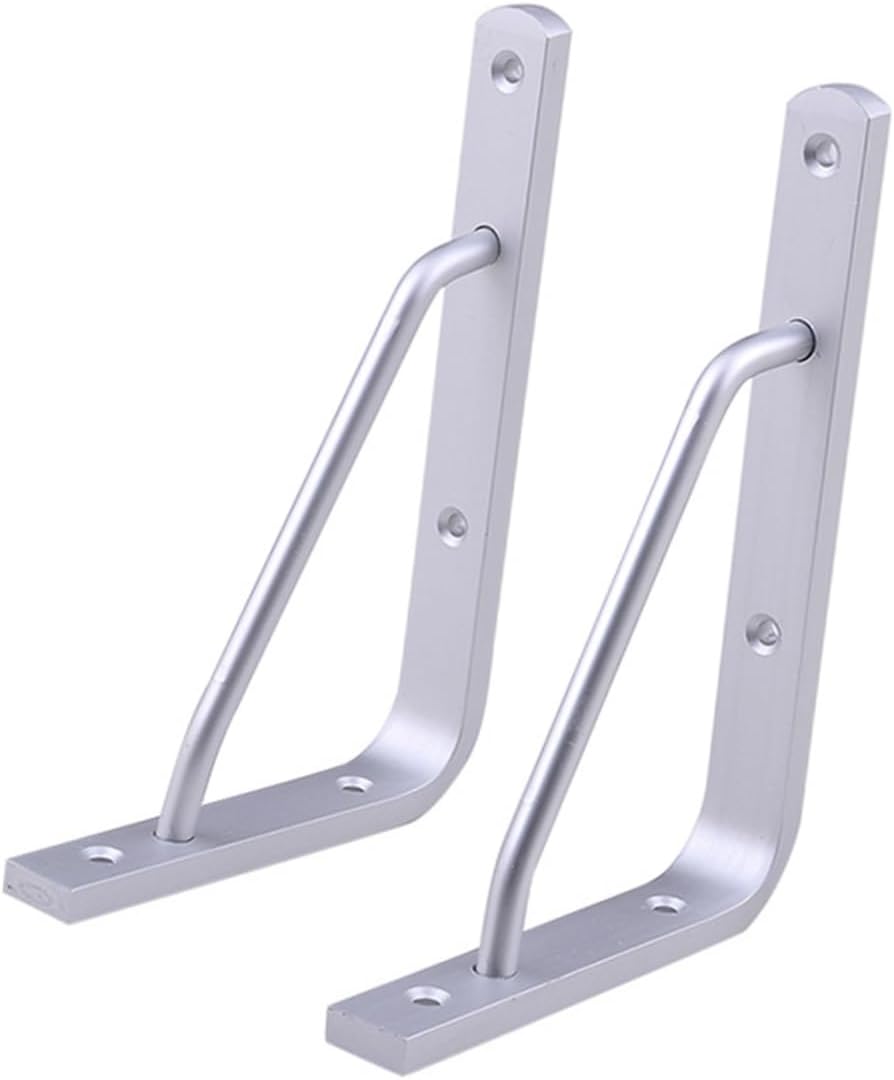 jojofuny 2pcs Heavy Duty Shelf Brackets Thickened Silver Aluminium Alloy Support Frame Wall Mounted Bracket for Bookshelves Workbenches Kitchen and Bathroom Shelving