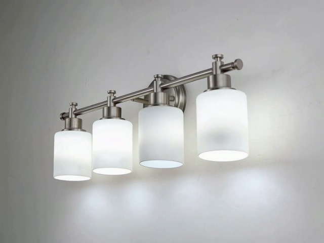 Image of 3-Light Bathroom Vanity Light, Brushed Gold Vanity Lights for Bathroom, Modern Champagne Gold Wall Sconce with White Glass Shades, Anti-Rust Light Fixtures over Mirror (Bulbs Not Included, E26 Base)