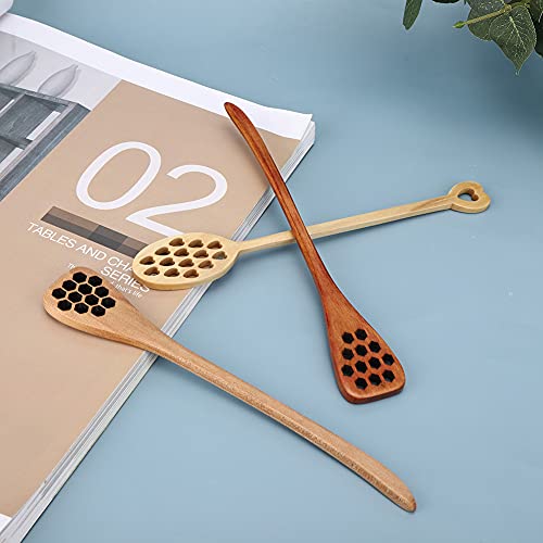 Alomejor Ensemble de Cuillères à café en Bois Uniques, 3 Pièces, Bâton de Mélange à Long Manche pour café, Lait, thé, Miel, Fabrication Exquise, adapté à une Utilisation à la Maison et dans un