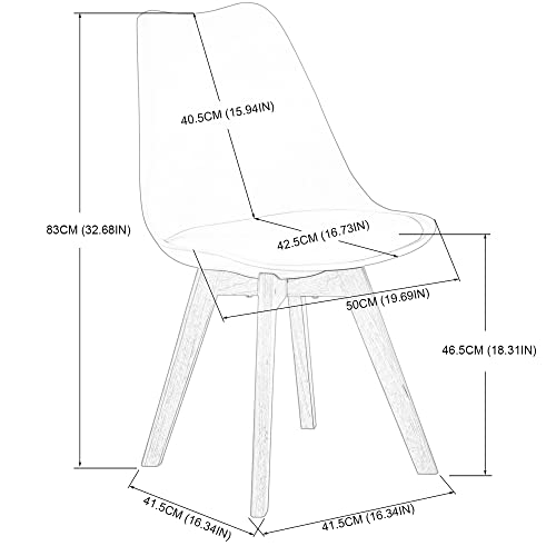 Foto von EGGREE Set von 4 Mittagessen Bürostuhl mit Beinen aus massiver Buche, Stühle ohne Arme gepolstert Design Weiß