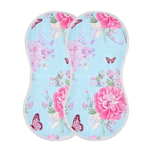 Flowers Butterflies Romantic Burp Cloths for Babies Burp Rag Cotton Spit Up Rag for Infant Newborn Baby