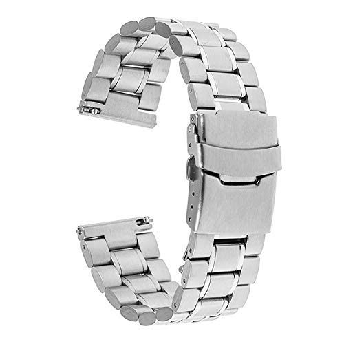 Bracelet de montre 22 mm en acier avec boucle de sécurité pliable interchangeable