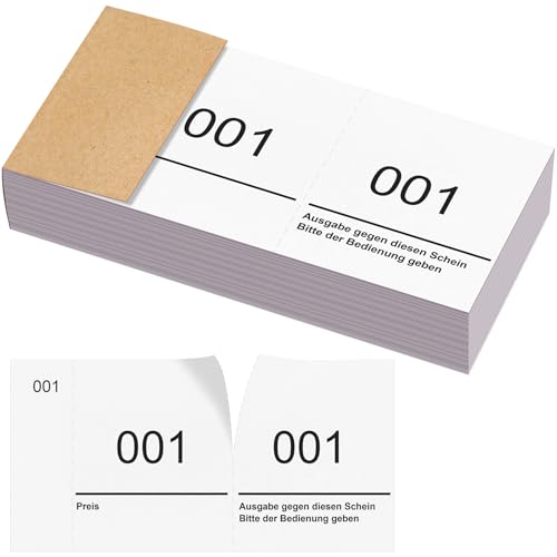 Nezyo Bloques de Números Dobles 1-100 Boletos de Rifa Bloques de Números 10 cm X 5 cm para Guardarropas, Sorteos, Eventos, Fiestas, Ferias y Catering(Blanco)