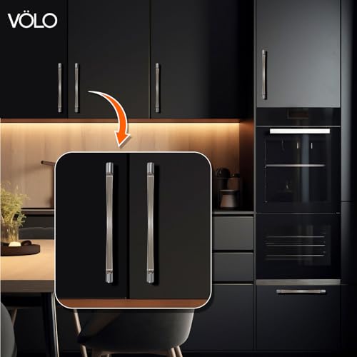 Image of VOLO Wardrobe Cabinet Handle - Sleek Pull Handle for Drawers, Wardrobes, Sliding Doors, and Cabinets in Kitchen, Bedroom, and Office (R-241) (1, Silver, 288MM (12 Inch))