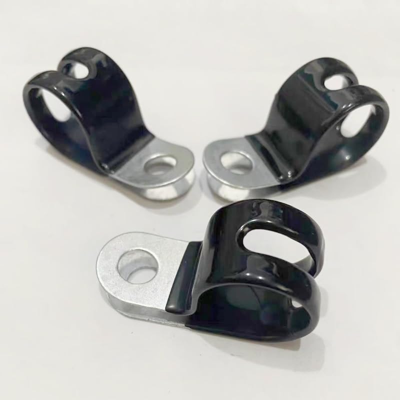 5-10 abrazaderas de manguera tipo P acero recubiertas PVC, montaje cables, tubería R, clips for(25mm(5pcs))