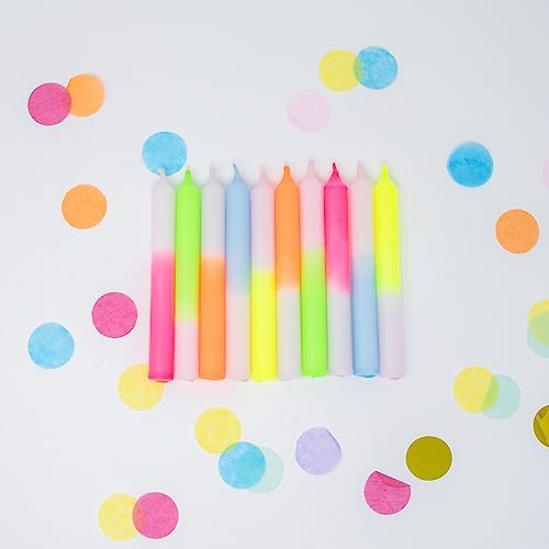 Lot De 6 Bougies Dipdye Liva - Faites Main En Allemagne - 25 Cm - Couleurs Pastel Fluo - Longue Durée