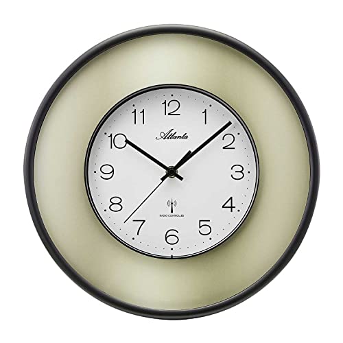 Atlanta 4540/9 Funk-Wanduhr, robust, Gold, mit Mineralglas-Abdeckung