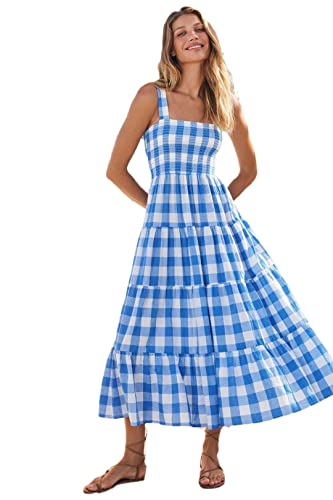 Robe longue d'été à rayures col carré mode féminine décontractée M