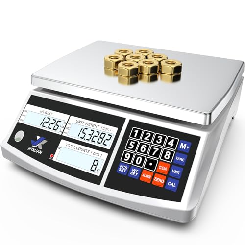Industrial Counting Scale 66lb/30kg x 0.5g Digital Inventory Scale for Small Parts Coins Jewelry, lb/g/kg/oz Electronic Bench Scale Precision Gram Scale with LCD Backlight Display Batteries AC Adapter