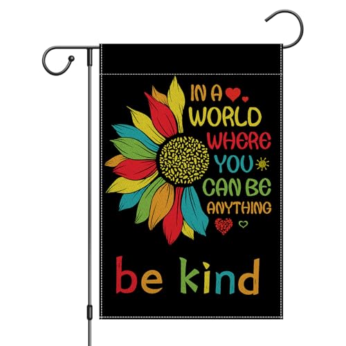 Girlly Be Kind Garden Flag Double Sided 12x18 Inch In A World Where You Can Be Anything Welcome Peace Sign Yard Flag Farmhouse Outdoor Decor Burlap