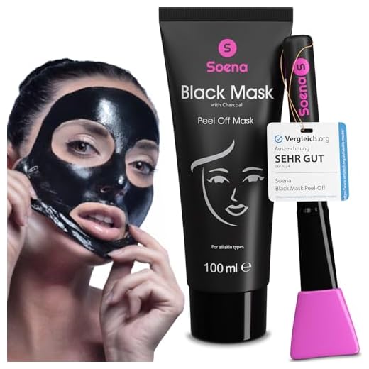 Das ORIGINAL - SOENA® Black Mask + MASKENPINSEL | XXL Tube 100 ml | Entfernt Mitesser – Peel-Off Maske - Gegen unreine Haut | Mit Aktivkohle | Schwarze Maske zum abziehen - Blackhead Maske