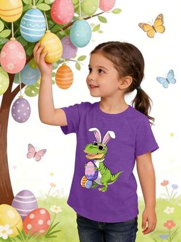 Image of Ithalt Kids Easter Shirts for Girls Cute Bunny Graphic Tshirt Easter Long Sleeve Tops 5-14y