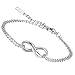 Flongo Womens Ladies Elegant Stainless Steel Infinity Love Valentine Anniversary Link Bracelet, 6.5 inch, Girl Infintiy Endless Anklet, Wedding Engagement Wrist Bracelet