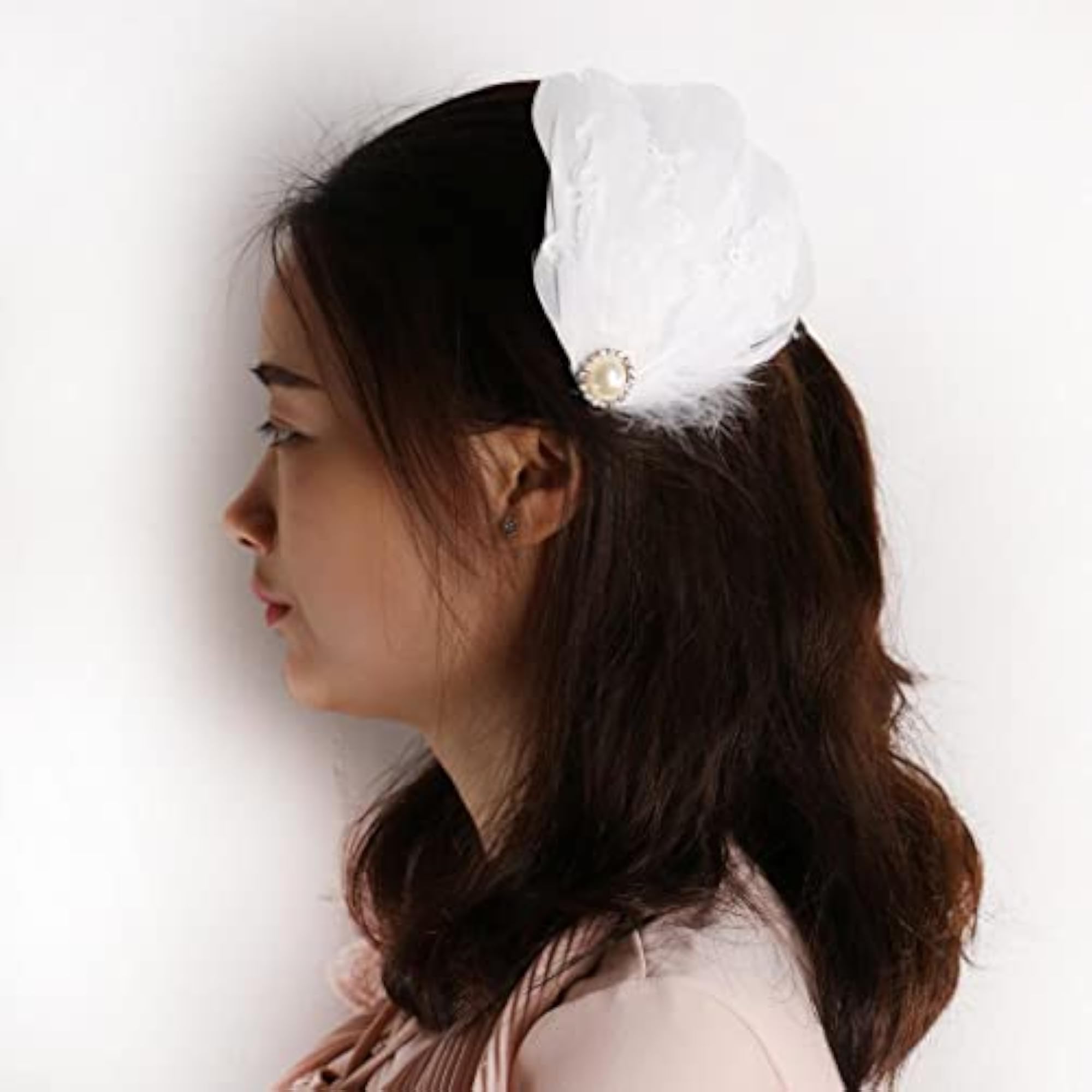 White Feather Fascinator Hair Clip, Wedding Accessory