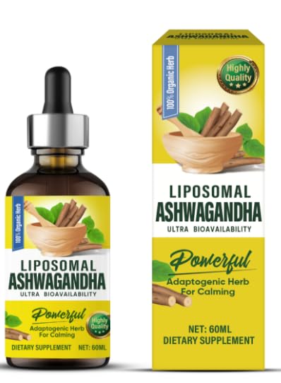 Liposomale Ashwagandha Tropfen 60ml, Ultra Bioverfügbarkeit, Adaptogen zur Beruhigung, 2000mg Hochdosierter Ashwagandha Wurzelextrakt, Schnell Absorbiert, Vegan, Nahrungsergänzungsmittel