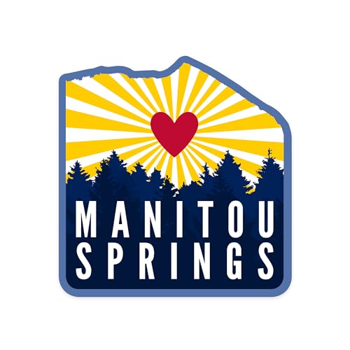 Die Cut Sticker Manitou Springs, Colorado, Heart and Treeline Mountains, Vinyl Sticker, (Waterproof Decal for Cars, Water Bottles, Laptops, Coolers), Large