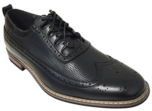 BWO4D Men's Oxfords Wing Tip Lace up Leather Lined Fashion Brogue Casual Classic Dress Shoes