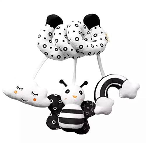 KAKIBLIN Crib Decorations Toy, Baby Crib Toy Hanging Decorations Plush Toys for Crib Bed Stroller Spiral Plush Toys Car Seat Travel Toy for Infant, Black