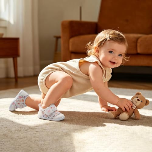 Image of FEETCITY Baby First Walking Shoes Boys Girls Infant Crib Shoes Breathable