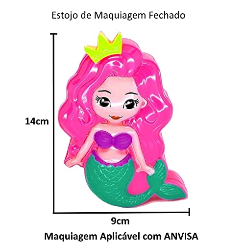 Kit Conjunto de Maquiagem Sereia Infantil com Batom Aplicador Sombra Aplic�vel