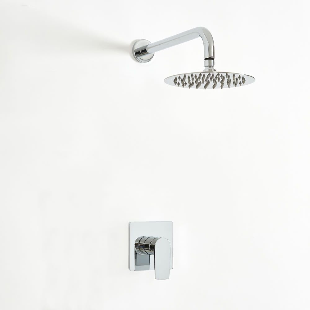 Milano Arcadia Manual Mixer Valve 200Mm Round Rainfall Shower Head - Chrome