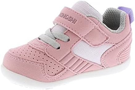 TSUKIHOSHI 2510 Racer Strap-Closure Machine-Washable Baby Sneaker Shoe with Wide Toe Box and Slip-Resistant, Non-Marking Outsole - Rose/Pink, 3 Infant (0-12 Months)