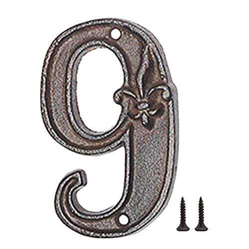 Zayookey Hausnummer Gusseisen Antik 12 cm 3D Hausnummern Ziffer Türnummer Door Number Plaque für Draußen Briefkasten Garten Wohnungen (Nummer 9)