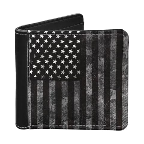 LedBack Men's Bifold Wallets Gray US Flag Slim PU Leather RFID Blocking Wallet for Men Cover
