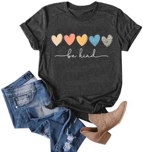 YEXIPO Womens Graphic Tees Short Sleeve Summer Tops Funny Letter Print Crew Neck Casual Loose Cute T Shirts2