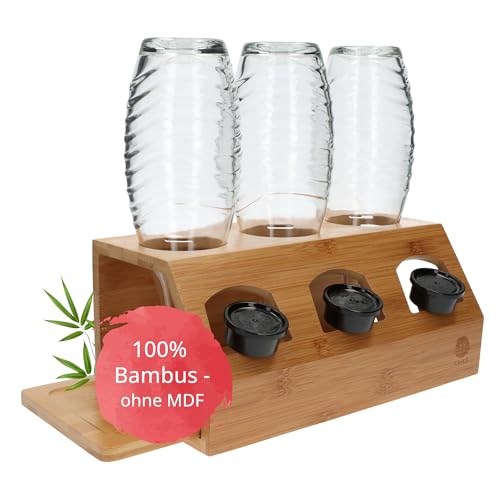 TAKE® SodaStream Flaschenhalter I100% Bambus I Abtropfgestell...