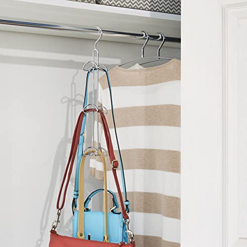 Mdesign Metal Wire Over The Closet Rod Hanging Storage Organizer Hanger For Storing And Organizing Purses, Backpacks, Satchels, Crossovers, Handbags - 2 Pack - Chrome #TOP2