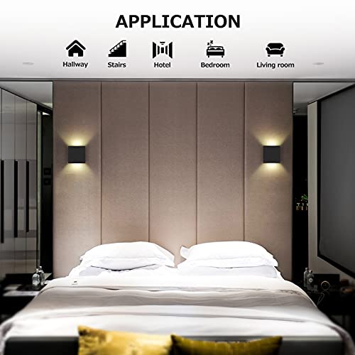 2PCS Applique Murale Intérieur, ShuBel Appliques LED d'intérieur, 10W Applique Murale décorative 3000K blanc chaud, Applique murale moderne pour chambre à coucher, salon, hôtel, escalier, allée(noir) - Image 3