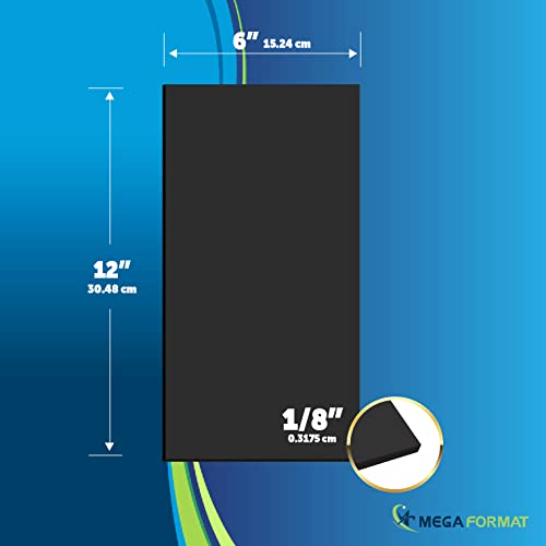 Image of Mega Format Expanded PVC Plastic Sheets - 6 inch X 12 inch Rigid Black Sheet for Crafts, Signage, & Displays - Sintra, Celtec PVC Board - Waterproof for Outdoors Use - 1 /8 inch 3mm Thick - 3-Pk-Black