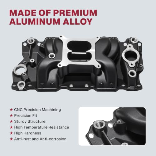 Image of 2026 7501 Intake Manifold Aluminum Performance Dual Plane Air-Gap Compatible with Chevy Small Block SBC 1955-86 262 265 267 283 302 305 307 327 350 400 V8 Engine, Black