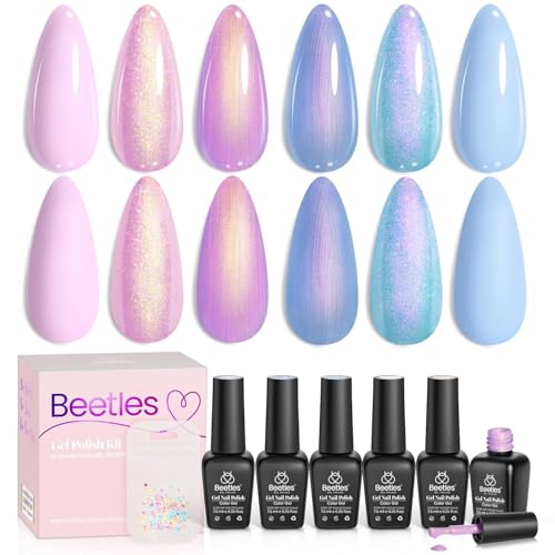 Image of Beetles Pearl Glitter Gel Nail Polish Set, 6 Colors Mermaid Gel Polish