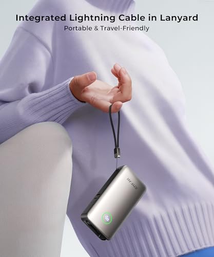 Image of Portable Charger Power Bank - Laptop Battery Pack 65W AC Plug GaN 25000mAh Built in Cable USB C Phone Fast Charging Compatible with iPhone 16 15 14 13 12 11 X iPad MacBook Samsung (Gold)