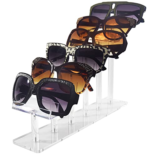 Mooca 6 Tier Acrylic Eyeglasses Frame Stand, Sunglasses Rack Holder, Acrylic Glass Display, 8”H #TOP24