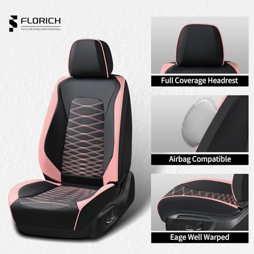 Image of FLORICH Car Seat Covers Front Seat, Leather Seat Covers for Cars, Waterproof Car Seat Protector Breathable, Front Seat Covers for Cars, Automotive Seat Covers Universal Fit for Most Cars SUV Truck