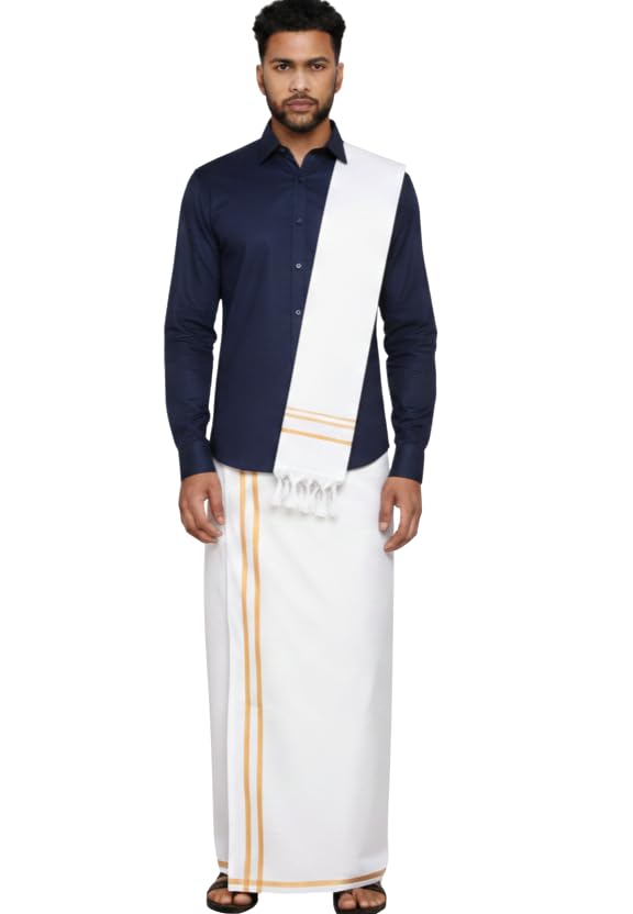 tharunsha elite 100% Cotton Men's Single Dhoti -2 Mtrs/Mundus/Dhoti with Gamcha-picture-10