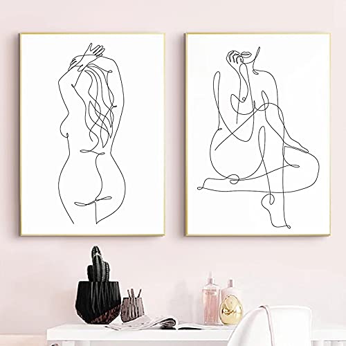 Affiche minimaliste mur art toile décor de figure féminine noire et blanche