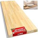 Butcher Block Countertop, Solid Wood Table Top - 4ft Unfinished Birch Work Bench Top Cut to Size for DIY Desktop/Washer Counter/Office Desk/Kitchen Island/Living and Dining Room Tables 48x25x1.5 in