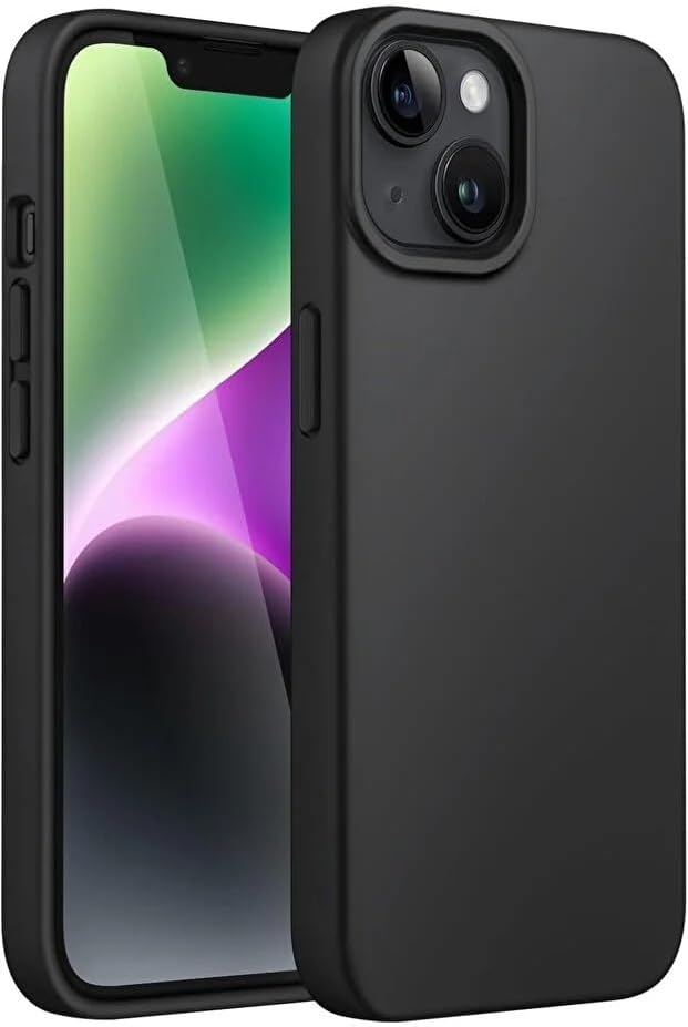GGM GİYİM & AKSESUAR Apple iPhone 13/14 ile Uyumlu İçi Kadife Dışı Mat Yapıya Sahip Koruma Sağlayan Lansman Silikon Kılıf (Siyah) - Görsel 3