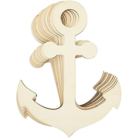 12 Pack Unfinished Wooden Anchors for Crafts, Nautical Wood Cutouts for DIY Projects, Nautical Decor (11.6 x 8.8 in) Cover