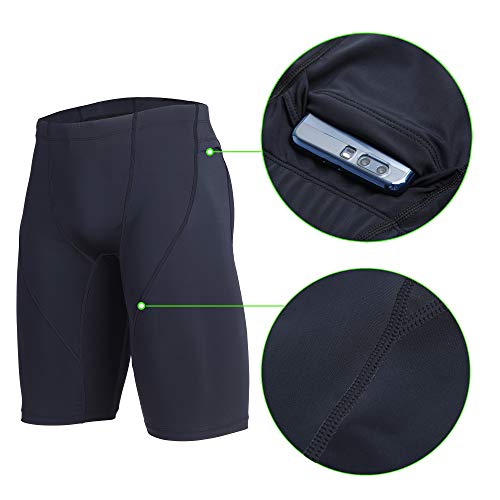 beroy Mens Compression Shorts Training Athletics Workout Tight Sports Base Layer with One Pocket2